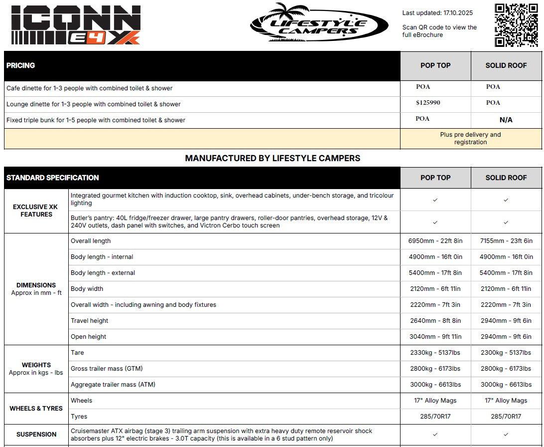 Lifestyle Campers Iconn E4 - Green Card Certified 2-3 Berth EX DEMO