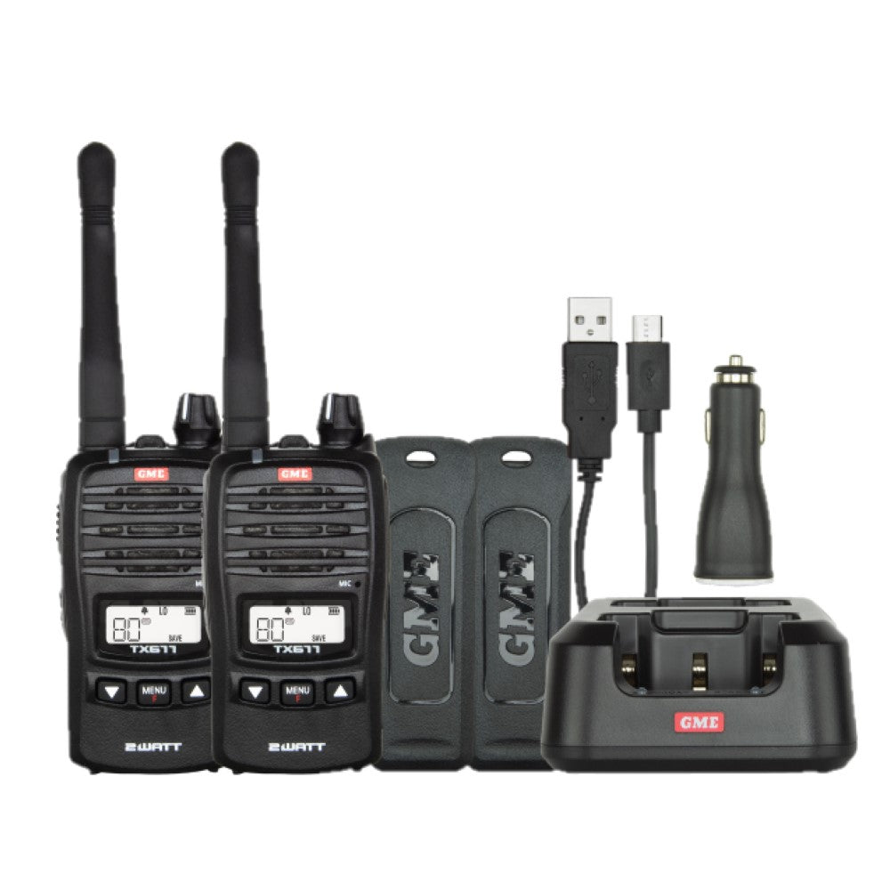 GME Handheld 2 Watt Radio Twin Pack 80 Channel - TX677TP