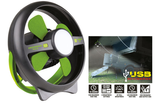 Rechargeable Tent Fan with LED ITENTFAN002